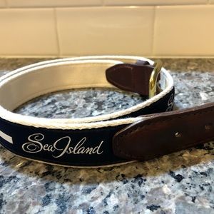 Sea Island Twill & Leather Belt (Size 36)
